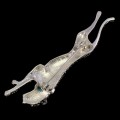 Silberbrosche natürlicher Türkis Gepard Markasit