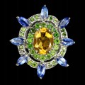 Kyanit Ring Diopsid Citrin Größe 13 natur