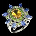 Kyanit Ring Diopsid Citrin Größe 13 natur
