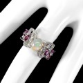 Ring natürlicher Feueropal Größe 11,5 Granate