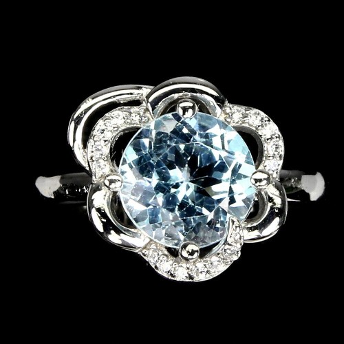 Natürlicher Silberring Sky Blue Topas Größe 9,5
