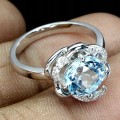 Natürlicher Silberring Sky Blue Topas Größe 9,5