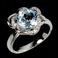 Natürlicher Silberring Sky Blue Topas Größe 9,5