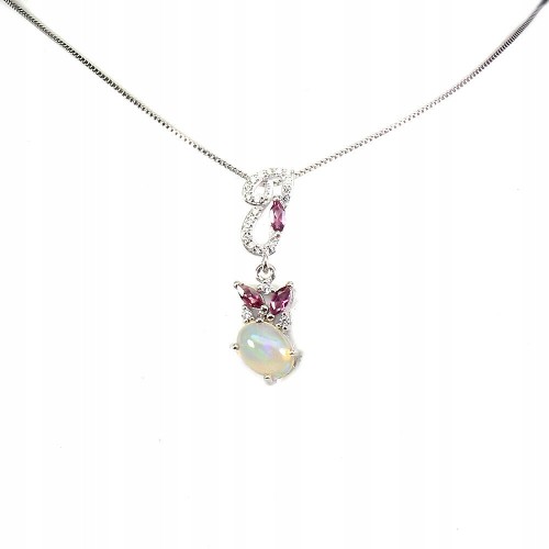 Silberkette Feueropal Granate zart