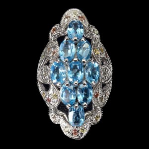 Ring 925 London Blue Topas Saphire Größe 17