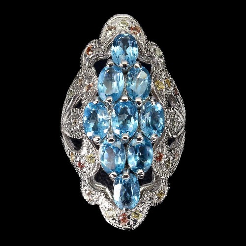 Ring 925 London Blue Topas Saphire Größe 17