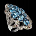 Ring 925 London Blue Topas Saphire Größe 17