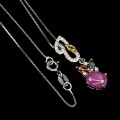 Halskette aus Sterlingsilber mit Songea Saphiren Sternrubin
