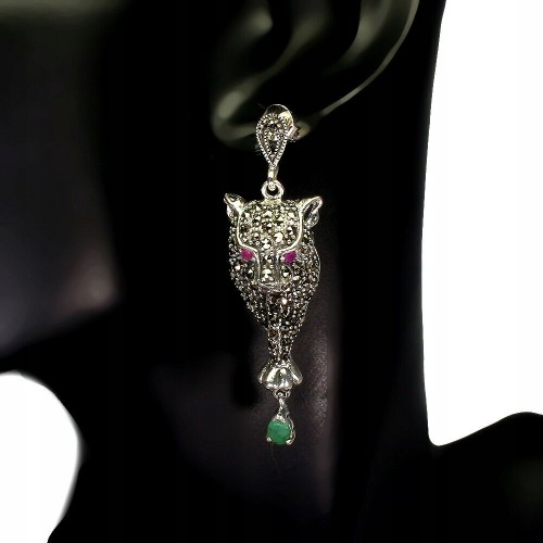 4 Natürliche Smaragd Markasit Tiger Ohrringe