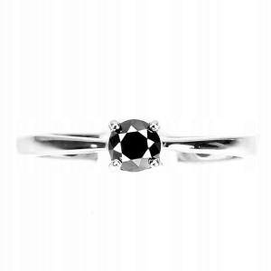 Ring schwarzer Diamant 0,33 ct Silber Größe 14
