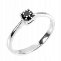 Ring schwarzer Diamant 0,33 ct Silber Größe 14