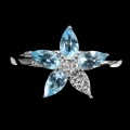 Ring 925 Silber Sky Blue Topas Größe 12 Blume