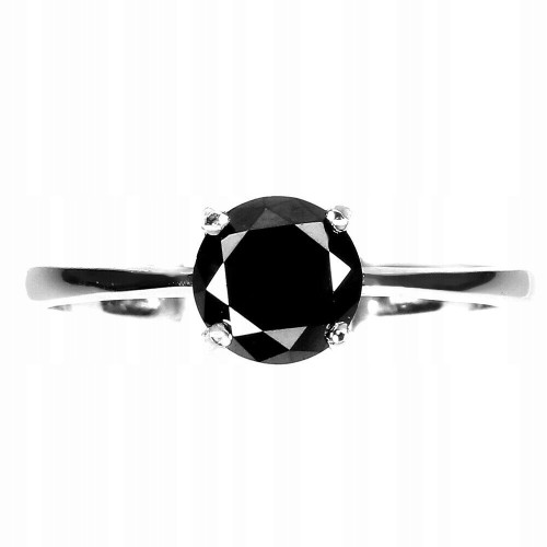 Ring 925 schwarzer Diamant 0,915 ct Silber Größe 14