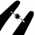 Ring 925 schwarzer Diamant 0,915 ct Silber Größe 14