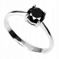 Ring 925 schwarzer Diamant 0,915 ct Silber Größe 14