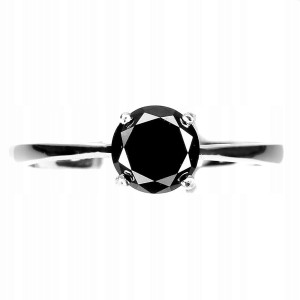 Ring schwarzer Diamant 0,960 ct Silber Größe 16,5