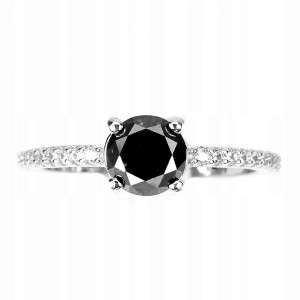Natur Ring 0,945 ct schwarzer Diamant Größe 12