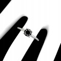 Natur Ring 0,945 ct schwarzer Diamant Größe 12