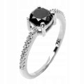 Natur Ring 0,945 ct schwarzer Diamant Größe 12