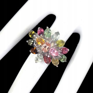 Ring natürliche 925 Turmaline Größe 14 schön