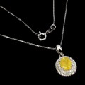 Halskette mit Zirkonia Silber gelber natürlicher Saphir