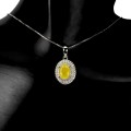 Halskette mit Zirkonia Silber gelber natürlicher Saphir