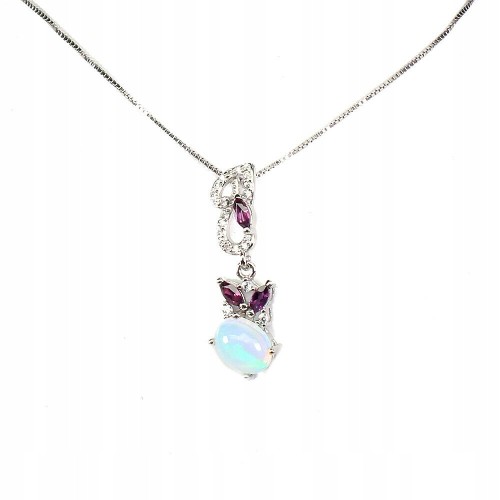 Zarte Silberkette mit natürlichen Opal Granaten