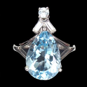 Ring aus 925er Silber mit natürlichem Sky Blue Topas Größe 12