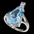 Ring aus 925er Silber mit natürlichem Sky Blue Topas Größe 12