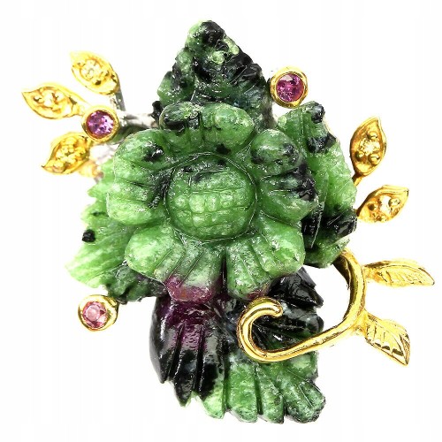 Ring Silber Rubin Zoisit Größe 14 Granat Saphir