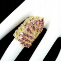 Ring aus Sterlingsilber Granate Rhodolite Saphire Größe 15,5