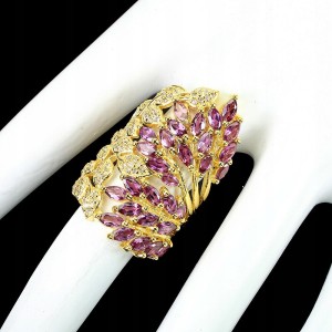 Ring aus Sterlingsilber Granate Rhodolite Saphire Größe 15,5