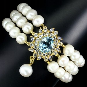 Natürliches Topas Swiss Tansanit Perlen Armband