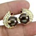 Natürliche schwarze Perlen Peridot Granat Ohrringe 4