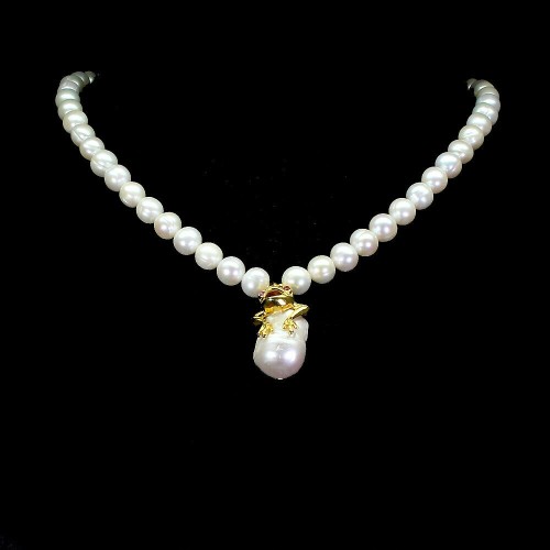 Collier Rubine Perlen Silber 925 natur Frosch