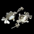 925 Silber Fisch Ohrringe Perlmutt Markasit 4