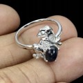 Silberring Größe 16 schwarzer Opal Topas Frosch