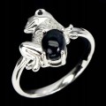 Silberring Größe 16 schwarzer Opal Topas Frosch