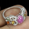 Natürlicher Rubin Ring mit Songea Saphiren Größe 12