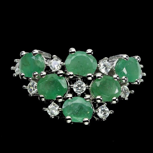 Ring Größe 17 natürliche Smaragde Zirkonia 925