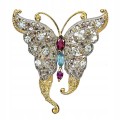 Schmetterling Brosche Granat Saphire Aquamarin Topas 925
