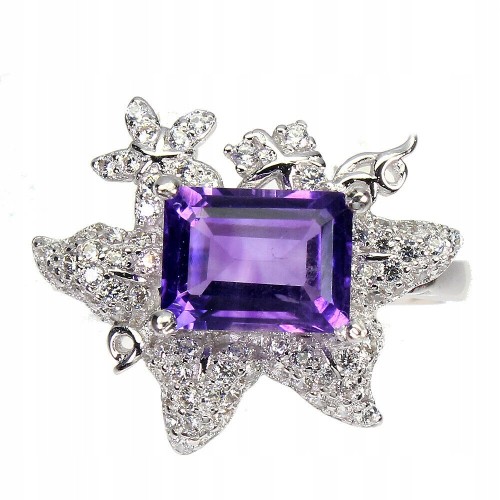 Ring aus Sterlingsilber Größe 16,5 mit natürlichen Amethyst Zirkonia