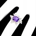 Ring aus Sterlingsilber Größe 16,5 mit natürlichen Amethyst Zirkonia