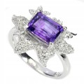 Ring aus Sterlingsilber Größe 16,5 mit natürlichen Amethyst Zirkonia