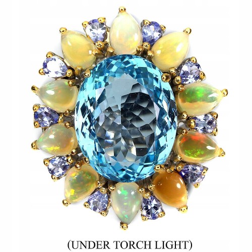 Silberring Swiss Blue Topaz 19ct Größe 20