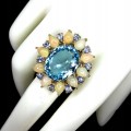 Silberring Swiss Blue Topaz 19ct Größe 20