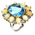Silberring Swiss Blue Topaz 19ct Größe 20