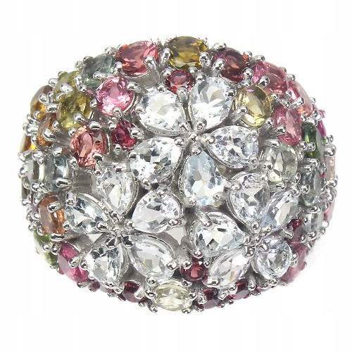 Silber Aquamarin Ring Größe 16,5 Turmalin