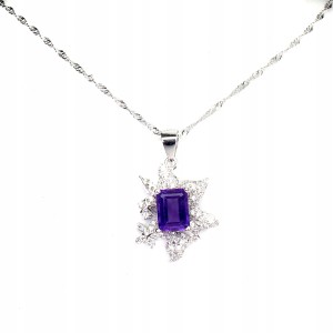 Halskette aus 925er Silber mit natürlichen Amethyst Zirkonia