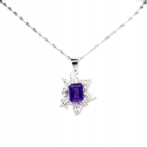Halskette aus 925er Silber mit natürlichen Amethyst Zirkonia
